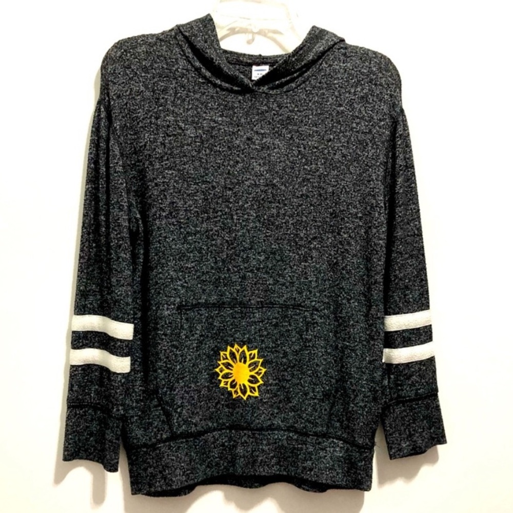 Old Navy Girl Sweater Hoodie Gray Striped